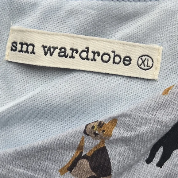 SM Wardrobe Della Cat Print Sleeveless Tie Back Dress Size XL - Picture 11 of 12